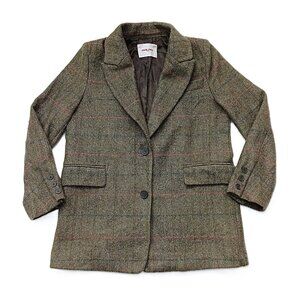 MARIE CLAIRE Herringbone Check Tweed Vintage Blazer